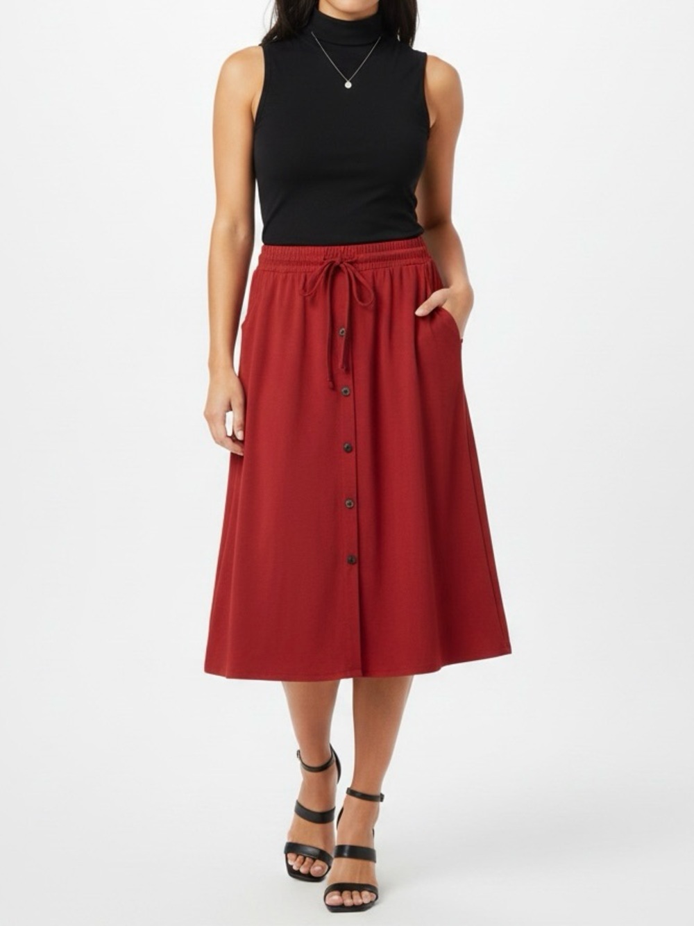 LuLaRoe Bright Red Drawstring Waist Skirt